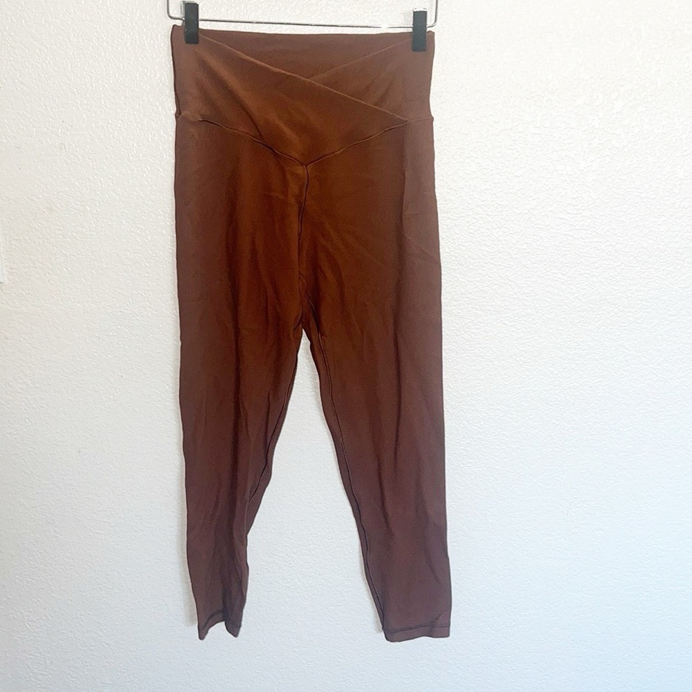 Aerie Real Me Waffle Knit Crossover Short Inseam 7/8 Brown Leggings